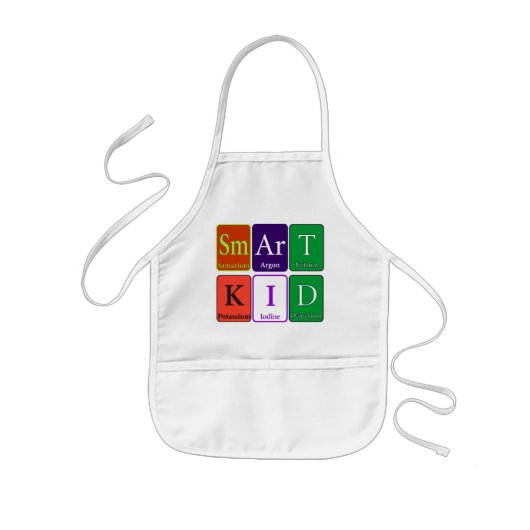 周期的な要素で書かれる頭が切れるな子供のエプロン 子供用エプロン (正面)