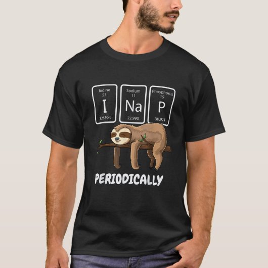 周期的に昼寝する科学のナマケモノ周期表 エル Tシャツ (正面)