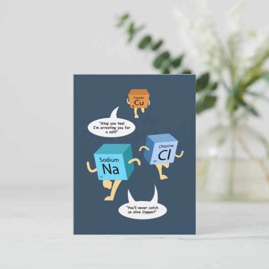 周期表おもしろい化学ユーモア ポストカード (スタンド正面)