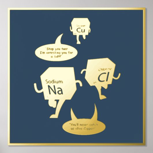 周期表おもしろい化学Gag金ゴールド 箔ポスター (正面)