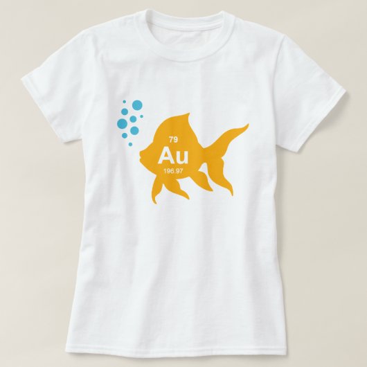 周期表の元素金ゴールドの魚 Tシャツ (デザイン正面)