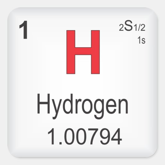 周期表の水素個別元素 スクエアシール (正面)