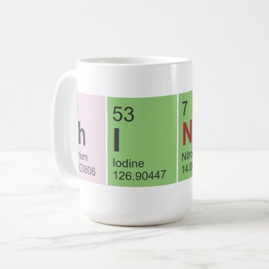 周期表の要素のコーヒー・マグを考えて下さい コーヒーマグカップ (正面左)