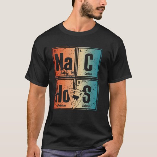 周期表インスパイアおもしろい要読素Nachos M Tシャツ (正面)