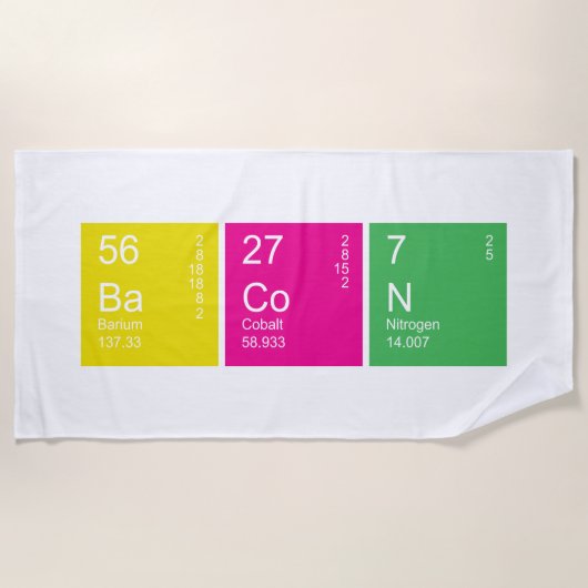周期表カラフルベーコン ビーチタオル (正面)