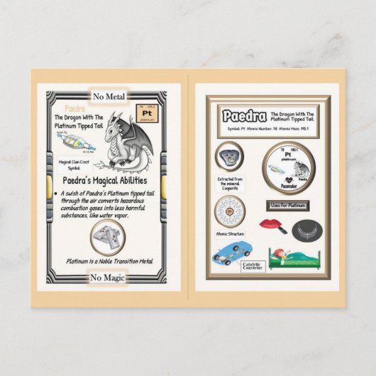 周期表ドラゴン - プラチナ ポストカード (正面)
