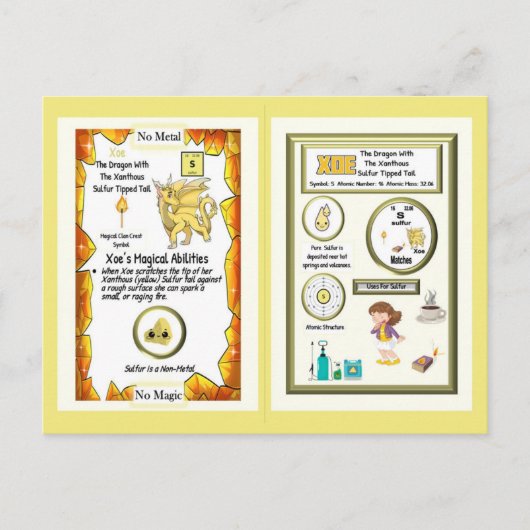 周期表ドラゴン - 硫黄 ポストカード (正面)
