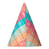 周期表パターンの要カラフル素 パーティーハット (裏面)