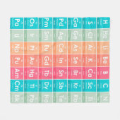 周期表パターンの要カラフル素 フリースブランケット (正面(横))