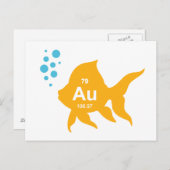 周期表元素金ゴールド魚 ポストカード (正面/裏面)