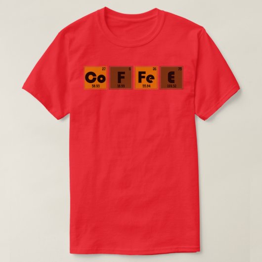 周期表化学者コーヒー化学 Tシャツ (デザイン正面)