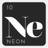 周期表要素ステッカー//ネオン スクエアシール (正面)