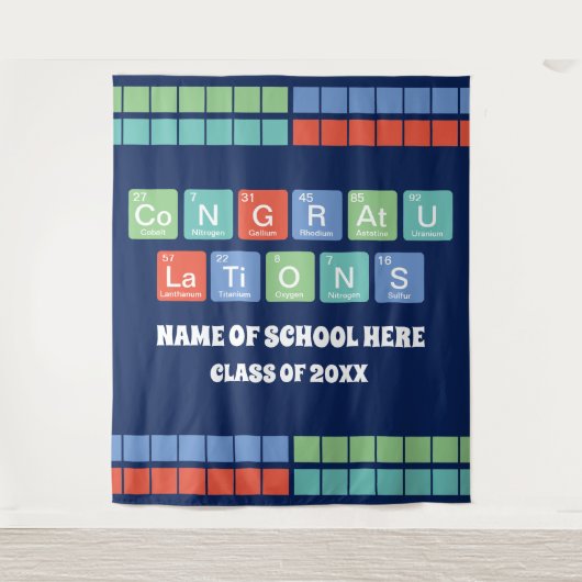 周期表要素学校懇親会卒業 タペストリー (正面)