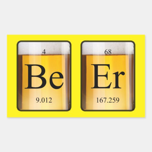 周期表： Be Er 長方形シール (正面)