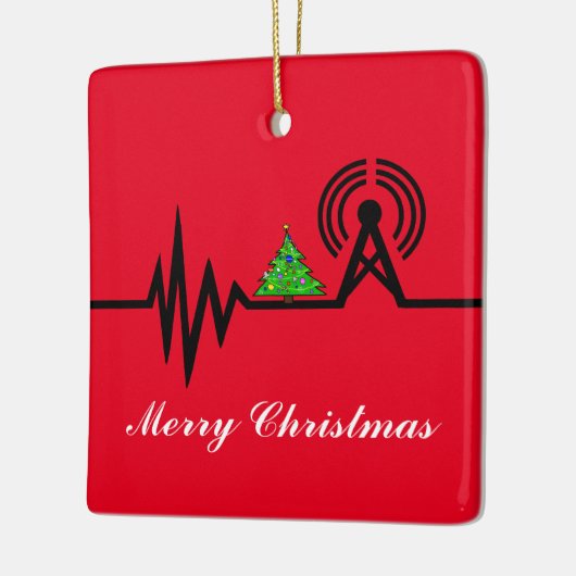 周波数ラインクリスマスツリークリスマスオーナメント セラミックオーナメント (左)