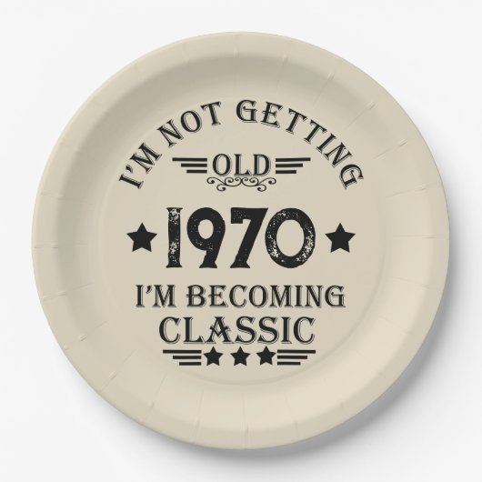 周知化ヴィンテージ55歳の誕生日パーティー ペーパープレート (正面)