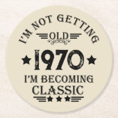 周知化ヴィンテージ55歳の誕生日パーティー ラウンドペーパーコースター (正面)