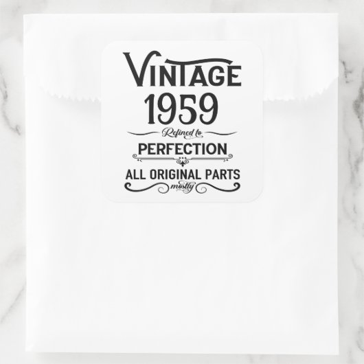 周知化ヴィンテージ65th birthday party スクエアシール (バッグ)