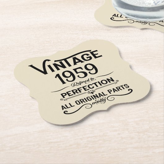 周知化ヴィンテージ65th birthday party ペーパーコースター (アングル)