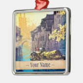 周Xing華蘇州の景色の川の日没の絵画 メタルオーナメント (左)