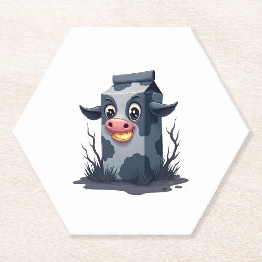 呪われたミルクカートン牛 ペーパーコースター (正面)