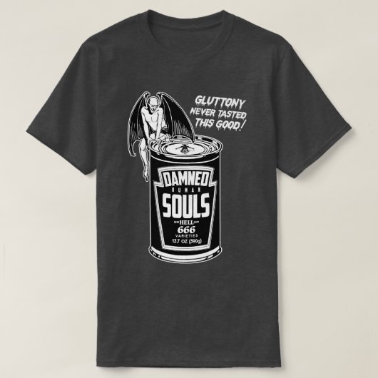 呪われた人間の魂の缶 Tシャツ (デザイン正面)