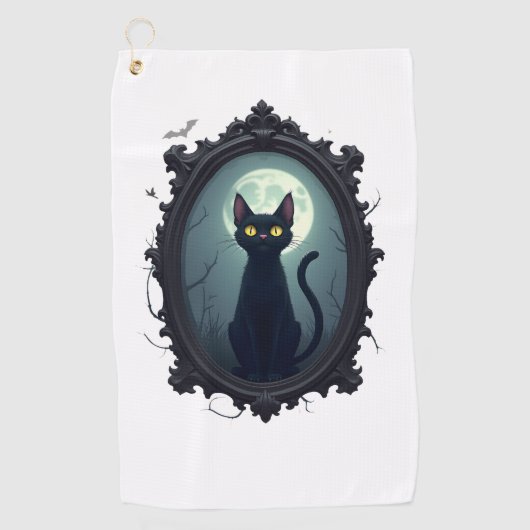 呪われた猫の鏡 ゴルフタオル (正面)