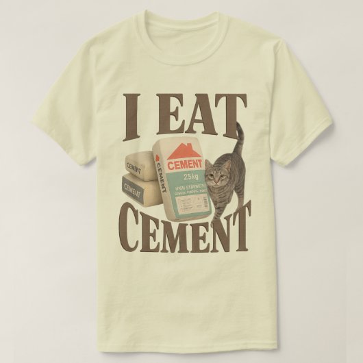 呪われた猫 "I Eat Cement" メッシュTシャツ - 奇妙なほど特化 Tシャツ (デザイン正面)