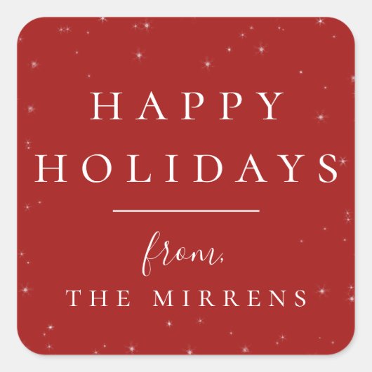 呪縛された冬 |赤いホリデーステッカー スクエアシール (正面)