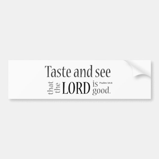 味がし、見て下さい… 賛美歌の34:8 バンパーステッカー (正面)