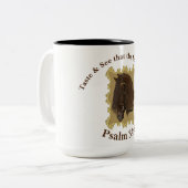 味と主が良いことを見なさい。詩篇34:8馬 ツートーンマグカップ (正面左)