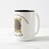 味と主が良いことを見なさい。詩篇34:8馬 ツートーンマグカップ (正面右)