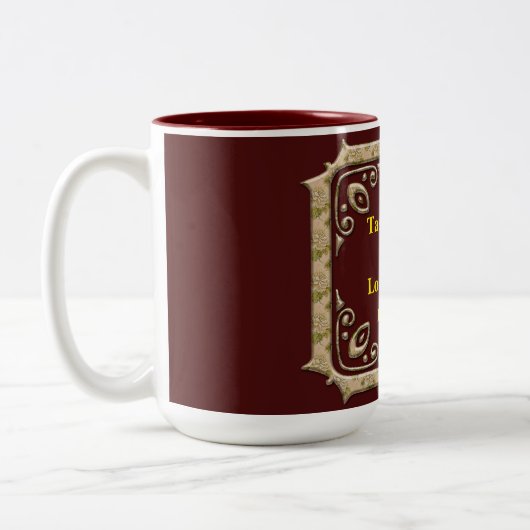 味と主が良いことを見なさい。詩編34:8赤 ツートーンマグカップ (左)