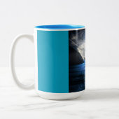 味と主が良いことを見なさい。詩編34:8.blue ツートーンマグカップ (左)