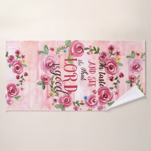 味と主が良いピンクのフローラ バスタオル (バスタオル)