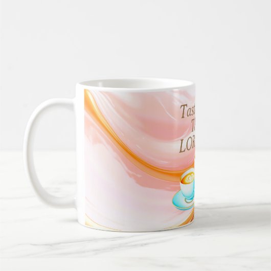 味と主が良いピンク色であることを見なさい コーヒーマグカップ (左)