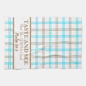 味と主が良い、青とコーヒー キッチンタオル (横)