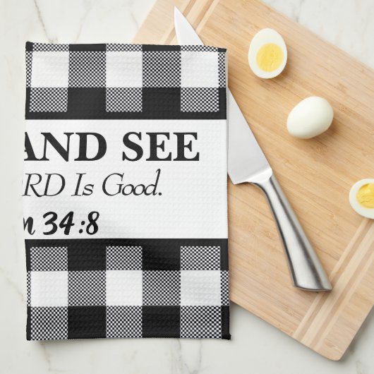 味と主が良い、黒と白であることを見なさい キッチンタオル (四つ折り)