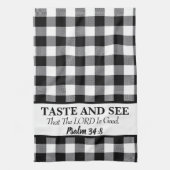 味と主が良い、黒と白であることを見なさい キッチンタオル (縦)