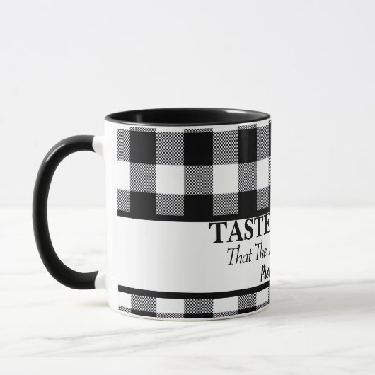 味と主が良い、黒と白であることを見なさい マグカップ (左)