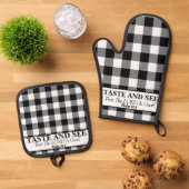 味と主が良い、黒と白であることを見なさい 鍋つかみ&鍋敷きセット (トップダウン)