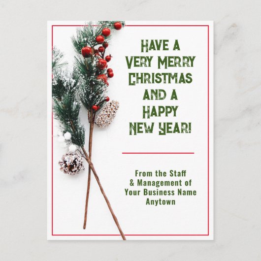 味と会社のスタイリッシュクリスマス シーズンポストカード (正面)