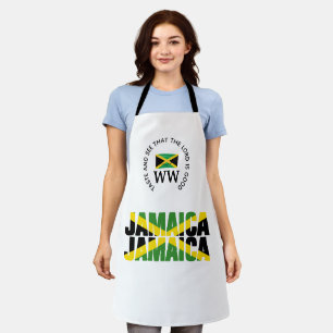 味と見るジャマイカ国旗のモノグラム エプロン
