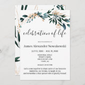 味エレガント深いフローラライフお祝い葬儀 招待状 (正面/裏面)