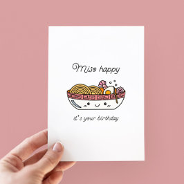 味噌おもしろいラーメン誕生日フラットカード