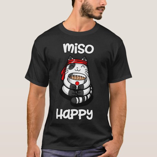 味噌ハッピーキャット寿司 Tシャツ (正面)