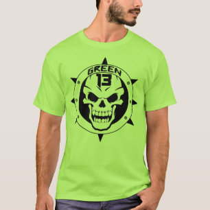 味方されるスカルのロゴ2 (緑) Tシャツ