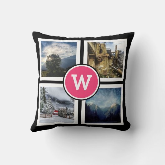 味方されるモノグラムのInstagramのガーリーなピンクの写真2 クッション (裏面)