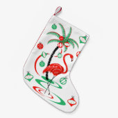 味方される1つに貯蔵する赤いクリスマスのフラミンゴのつまらないもの スモールクリスマスストッキング (正面 (吊り時))