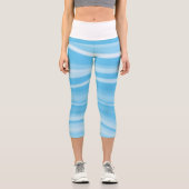 味覚の白いモノクロぼやけストライプ カプリレギンス (正面)